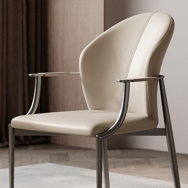 Modern Simplicity Microfiber Leather Stainless Steel Sponge Square Wraparound Dining Chair Backrest Armrest For Dining Room - Image 4