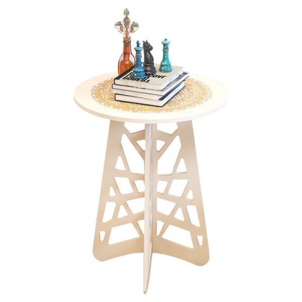 Contemporary Creative Round Rectangular Basket Base Wood Board End Table 1-Storage For Living Room - Image 12