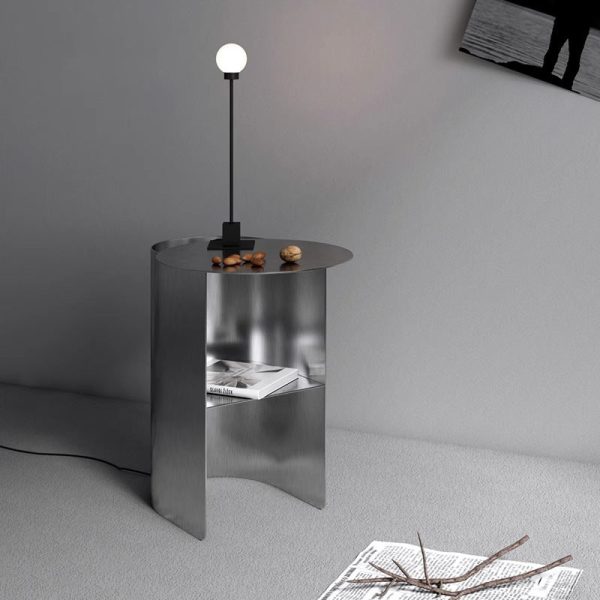 Modern Minimalist Round Stainless Steel End Table 2-Tier For Living Room - Image 3