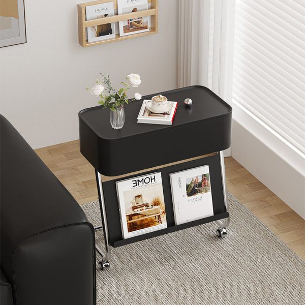 Contemporary Simplicity Rectangular Stainless Steel Side Table 1-Drawer For Living Room - Image 14