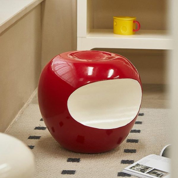 Modern Art Deco Apple Round Resin Chair Backless Armless For Bedroom - Image 11