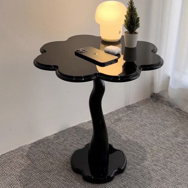 Contemporary Scandinavian Petal Flower Glass Stainless Steel End Table 1-Tier For Living Room - Image 12