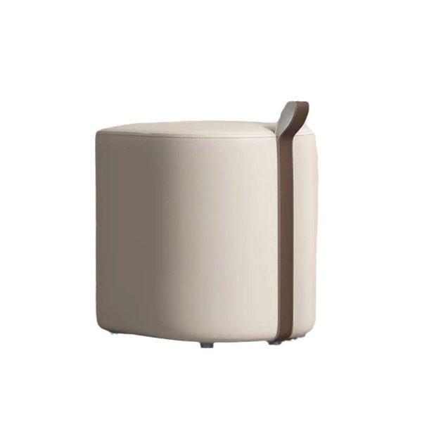 Modern Minimalist Cylinder Oval Microfiber Leather Solid Wood Vanity Stool Backless Armless For Bedroom - Image 13