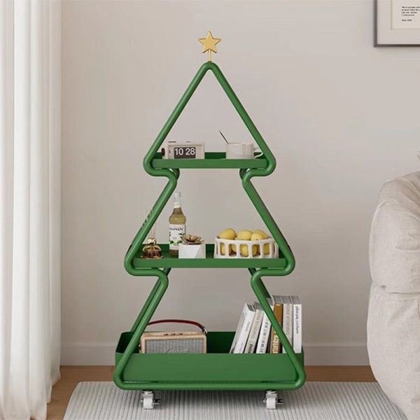 Modern Art Deco Removable Christmas Tree Glass Stainless Steel Side Table 3-Tier For Living Room - Image 12