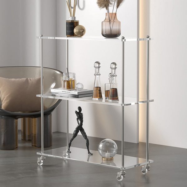 Contemporary Creative Rectangular Acrylic Steel Side Table 2/3-Tier For Living Room - Image 12