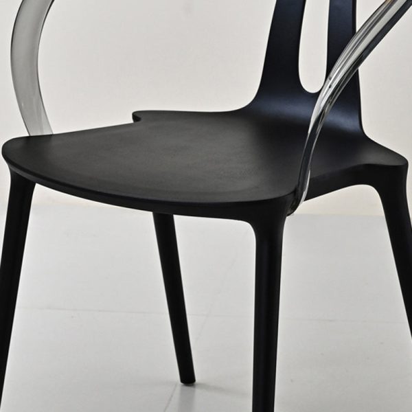 Modern Minimalist Curve Frame Plastic Dining Chair Backrest Armrest For Dining Room - Image 6