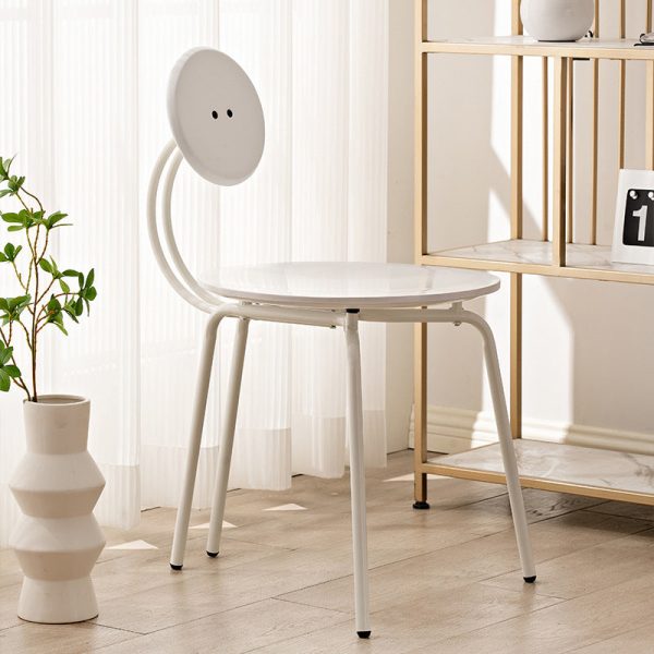 Traditional Vintage Round Rubberwood Steel Vanity Stool Backrest Armless For Bedroom - Image 13
