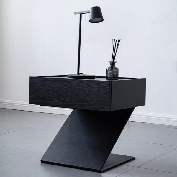 Modern Minimalist Rectangular Suspended Solid Wood Nightstand 1-Tier For Bedroom - Image 5