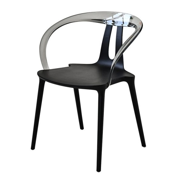 Modern Minimalist Curve Frame Plastic Dining Chair Backrest Armrest For Dining Room - Image 13