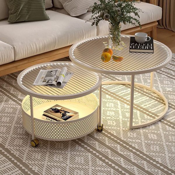 Modern Minimalist Removable Round Glass Metal End Table 3-Tier For Living Room - Image 2