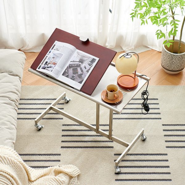 Contemporary Scandinavian Rectangular Elevated Shelf Wood Iron Metal End Table 1-Tier For Living Room - Image 2