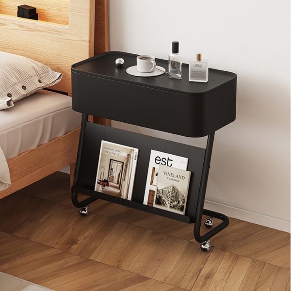 Modern Minimalist Rectangular Stainless Steel Carbon Steel Nightstand 1-Cabinet Swivel For Bedside - Image 2