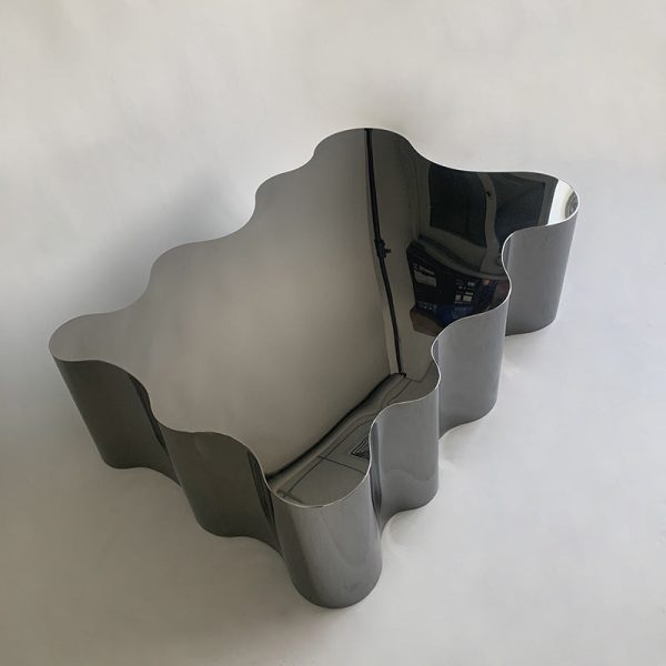 Modern Art Deco Cloud Oval Stainless Steel Metal End Table 1-Tier For Living Room - Image 5