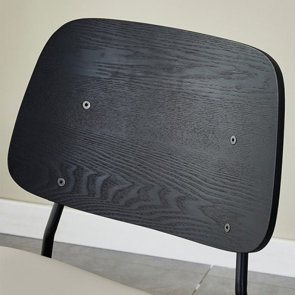Contemporary Scandinavian Square Leather Metal Dining Chair Backrest Armless For Dining Room - Image 5