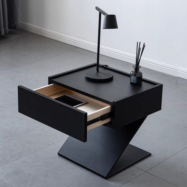 Modern Minimalist Rectangular Suspended Solid Wood Nightstand 1-Tier For Bedroom - Image 3
