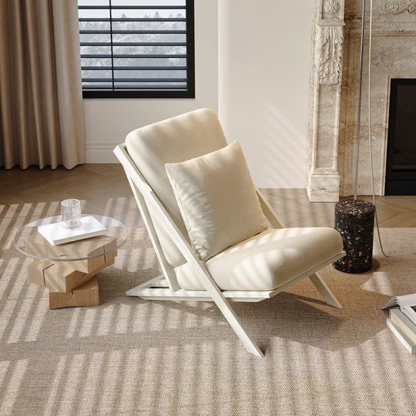 Contemporary Scandinavian Square Velvet Sponge Carbon Steel Recliner Backrest For Living Room - Image 13