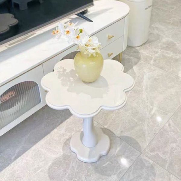Contemporary Scandinavian Petal Flower Glass Stainless Steel End Table 1-Tier For Living Room - Image 24