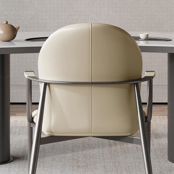 Modern Simplicity Microfiber Leather Stainless Steel Sponge Square Wraparound Dining Chair Backrest Armrest For Dining Room - Image 20