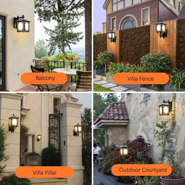 Up/Down Lighting Waterproof Black Vintage Solar Lights Outdoor Lanterns - Image 7