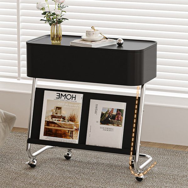 Contemporary Simplicity Rectangular Stainless Steel Side Table 1-Drawer For Living Room - Image 8