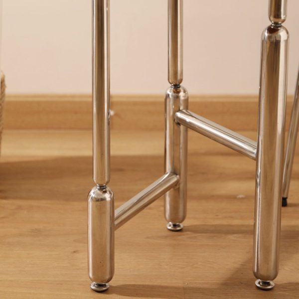 Modern Minimalist Cylinder Round Glass Iron End Table 1-Tier For Living Room - Image 8