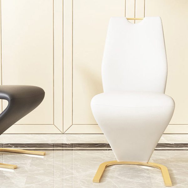 Modern Minimalist U-Shaped Chassis Rectangle Leather Titanium Gold Silver-Plated Dining Chair Backrest Armless For Dining Room - Image 17