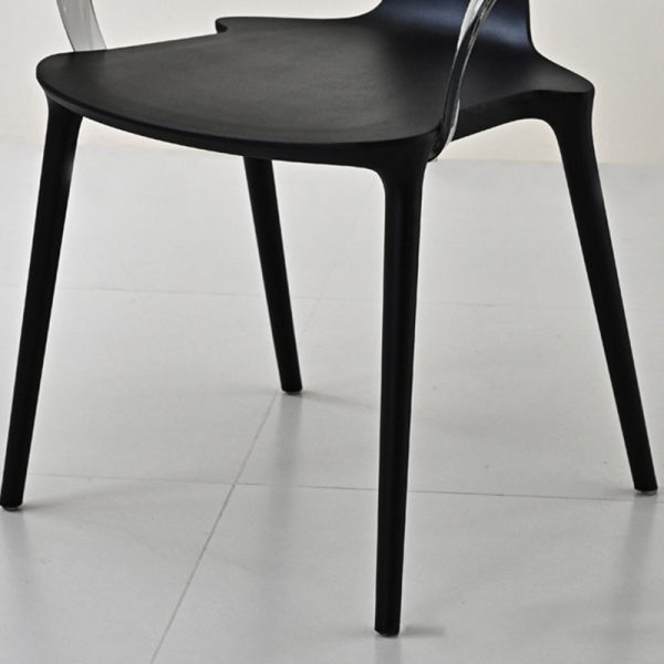 Modern Minimalist Curve Frame Plastic Dining Chair Backrest Armrest For Dining Room - Image 7