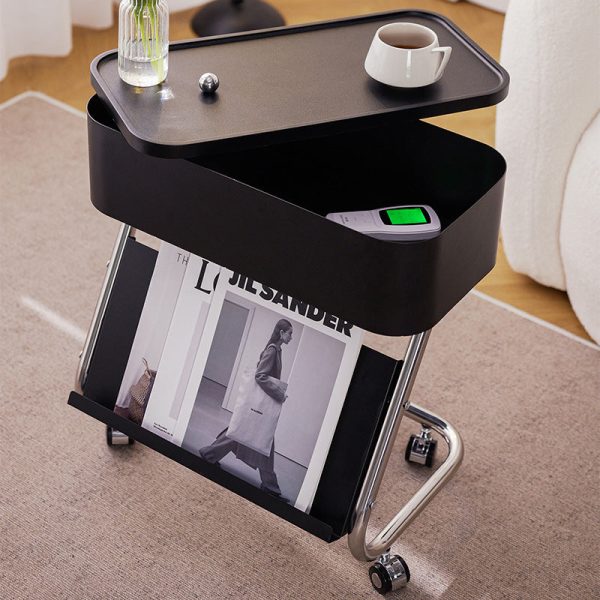 Contemporary Simplicity Rectangular Stainless Steel Side Table 1-Drawer For Living Room - Image 15