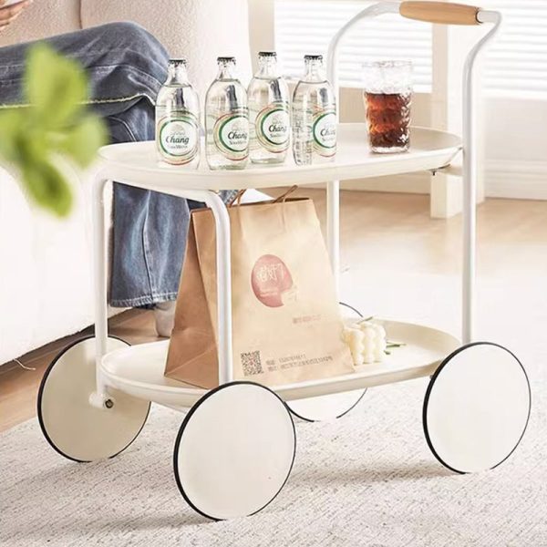 Modern Minimalist Round Rectangle Acrylic Metal End Table 2-Tier For Living Room - Image 3