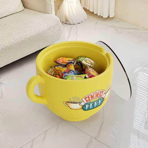 Contemporary Creative Round Coffee Cup Glass Resin End Table 1-Storage For Living Room - Image 9
