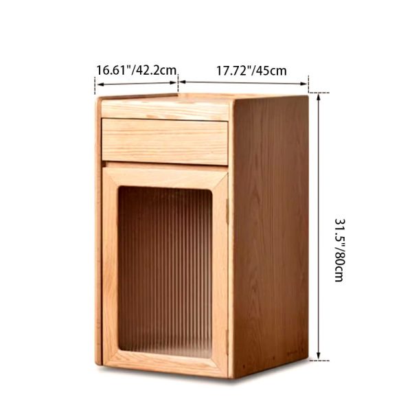 Modern Minimalist Removable Rectangular Solid Wood End Table 1-Drawer For Living Room - Image 4