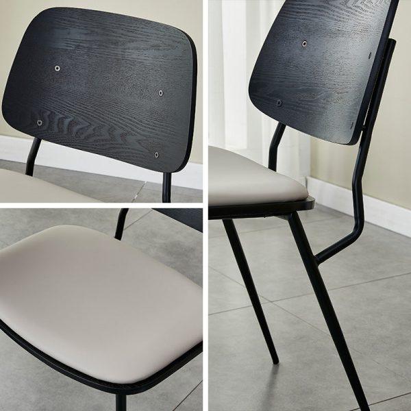 Contemporary Scandinavian Square Leather Metal Dining Chair Backrest Armless For Dining Room - Image 10