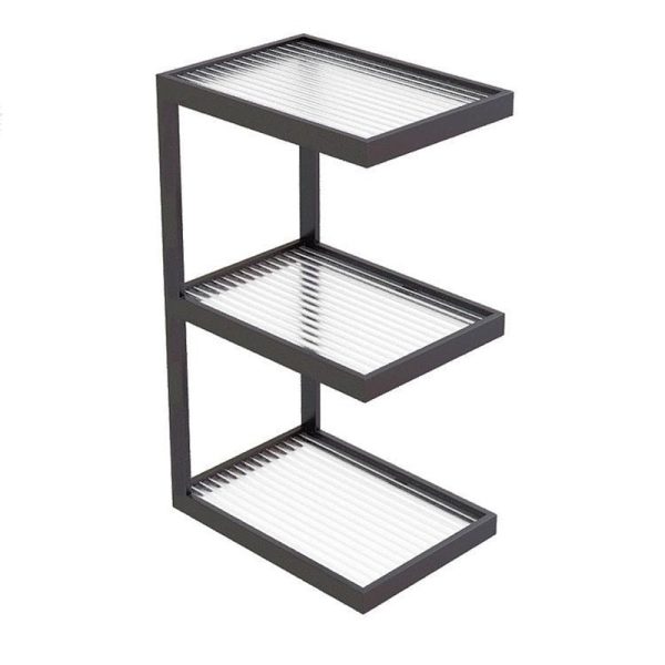 Modern Minimalist Rectangular Stripe Glass Iron Side Table 3/4 Tier For Living Room - Image 17