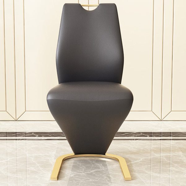 Modern Minimalist U-Shaped Chassis Rectangle Leather Titanium Gold Silver-Plated Dining Chair Backrest Armless For Dining Room - Image 15