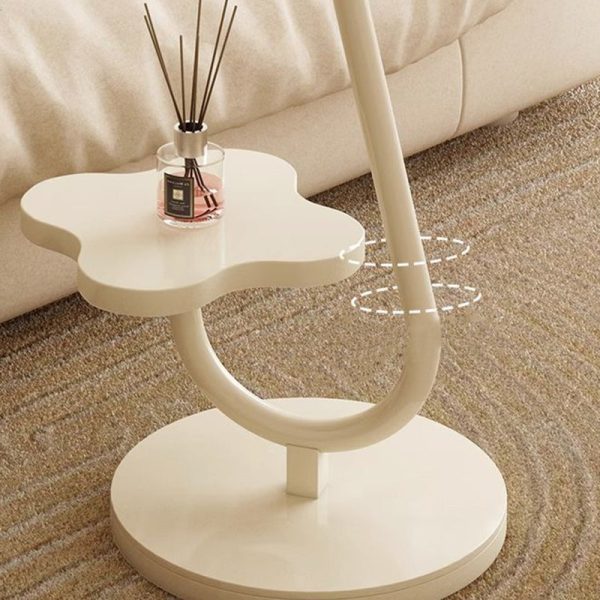 Modern Minimalist Floral Round Solid Wood Stainless Steel End Table 2-Tier For Living Room - Image 8