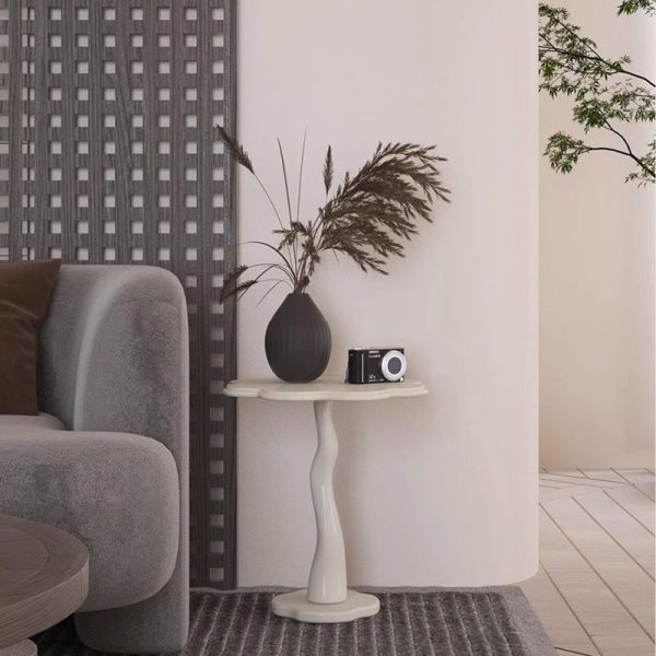 Contemporary Scandinavian Petal Flower Glass Stainless Steel End Table 1-Tier For Living Room - Image 7