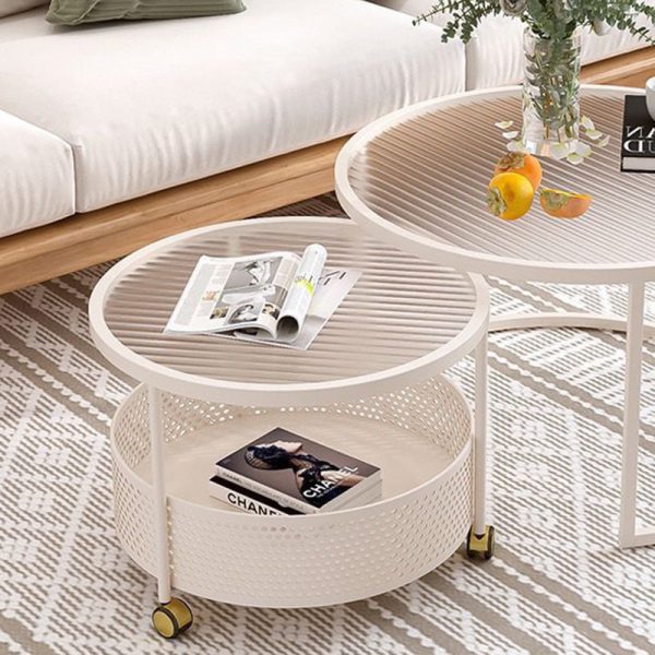 Modern Minimalist Removable Round Glass Metal End Table 3-Tier For Living Room - Image 6