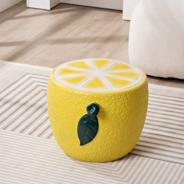 Modern Art Deco Lemon Leaf Round Plastic Chair Backless Armless For Bedroom - Image 10