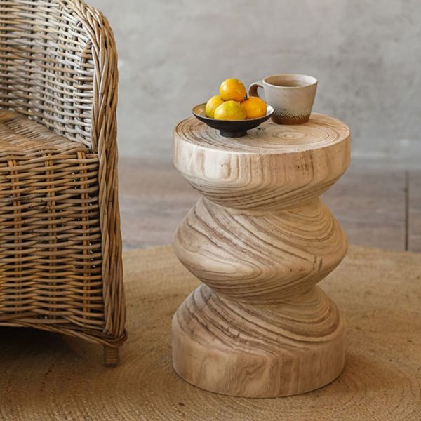 Traditional Vintage Round Column Wood End Table For Bedside - Image 19