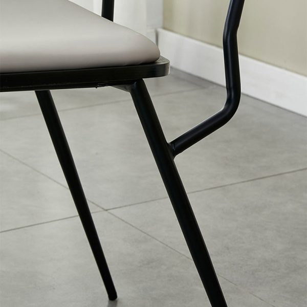 Contemporary Scandinavian Square Leather Metal Dining Chair Backrest Armless For Dining Room - Image 8