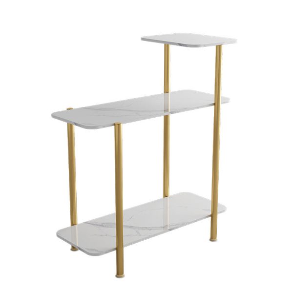 Contemporary Scandinavian Rectangle Rock Panel Steel Side Table 3-Tier For Living Room - Image 15