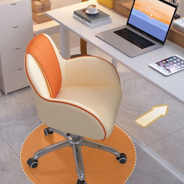 Contemporary Scandinavian Curve Square PU Leather Steel Nylon Desk Chair Backrest Arm For Home Office - Image 12