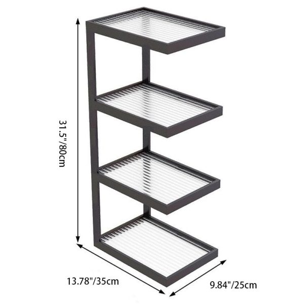 Modern Minimalist Rectangular Stripe Glass Iron Side Table 3/4 Tier For Living Room - Image 6