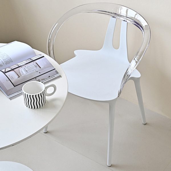 Modern Minimalist Curve Frame Plastic Dining Chair Backrest Armrest For Dining Room - Image 8