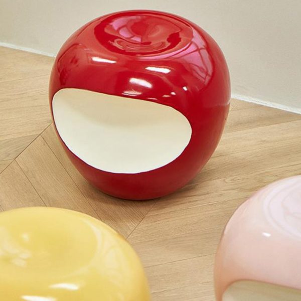 Modern Art Deco Apple Round Resin Chair Backless Armless For Bedroom - Image 10