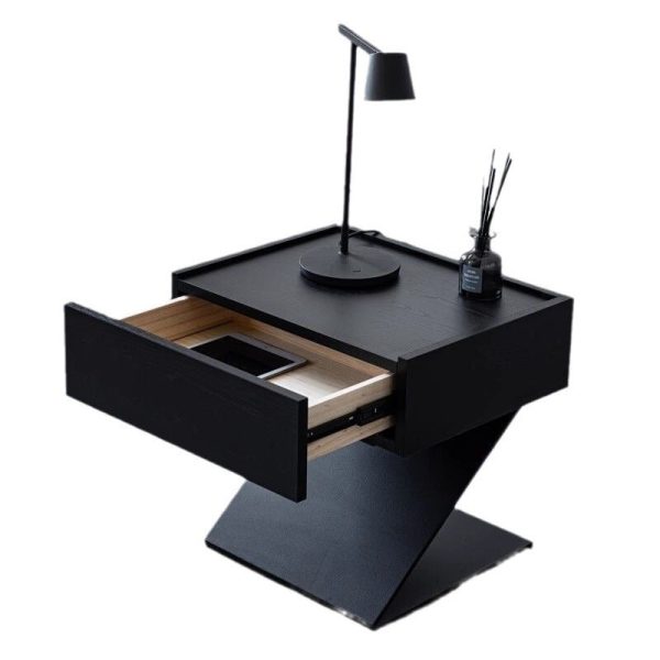 Modern Minimalist Rectangular Suspended Solid Wood Nightstand 1-Tier For Bedroom - Image 6