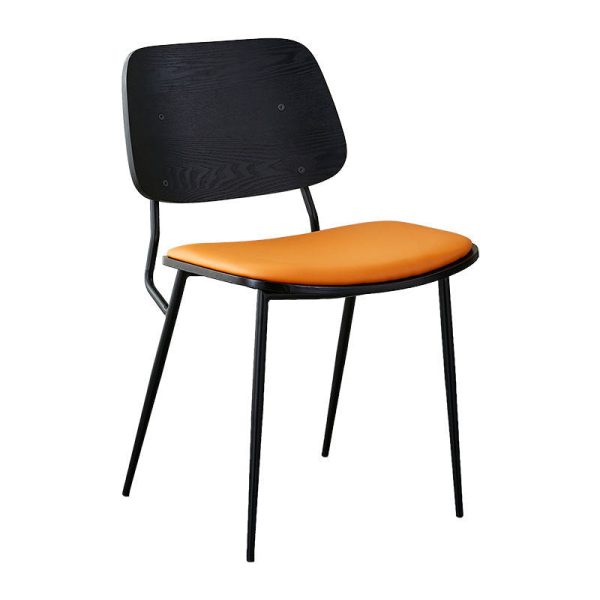 Contemporary Scandinavian Square Leather Metal Dining Chair Backrest Armless For Dining Room - Image 38