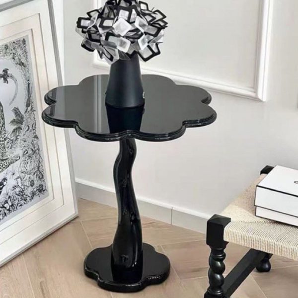 Contemporary Scandinavian Petal Flower Glass Stainless Steel End Table 1-Tier For Living Room - Image 18