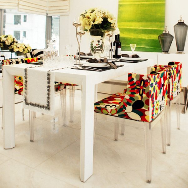 Modern Art Deco Square Fabric PC Dining Chair Backrest Armless For Dining Room - Image 3