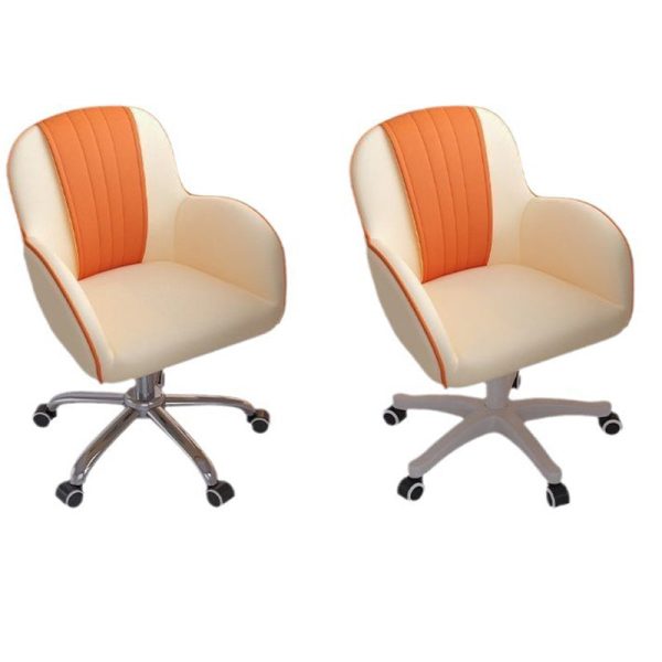 Contemporary Scandinavian Curve Square PU Leather Steel Nylon Desk Chair Backrest Arm For Home Office - Image 20